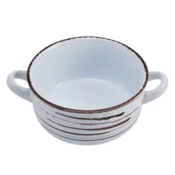 Trellis White Double Handled Soup Bowl -Home Tableware trellis white double handled soup bowl 5225447 2