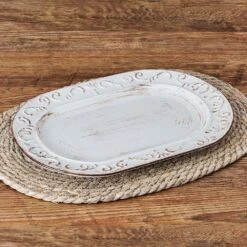 Trellis White Oval Platter -Home Tableware trellis white oval platter 5297421 3