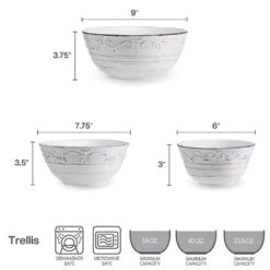 Trellis White Set Of 3 Serving Bowls -Home Tableware trellis white set of 3 serving bowls 5297420 4