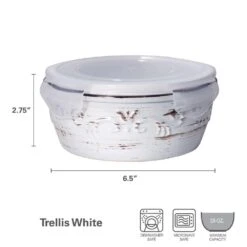 Trellis White Storage Bowl With Lid -Home Tableware trellis white storage bowl with lid 5287937 3