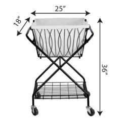 Verona Laundry Cart With Removable Basket -Home Tableware verona laundry cart with removable basket black 5273959 8 da4efc6f 8e15 4ba2 87fe ad2843bdc292