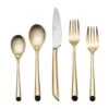 Wave Forged Satin Gold 20 Piece Flatware Set, Service For 4 -Home Tableware wave forged satin gold 20 piece flatware set service for 4 5213011 1