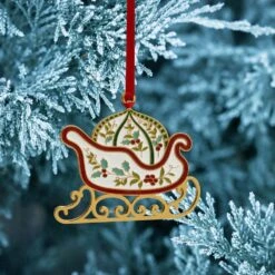 Home Tableware -Home Tableware winterberry gold plated enamel sleigh christmas ornament 5308887 2