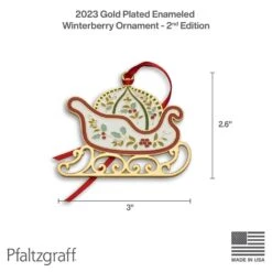Winterberry® Gold Plated Enamel Sleigh Christmas Ornament -Home Tableware winterberry gold plated enamel sleigh christmas ornament 5308887 4