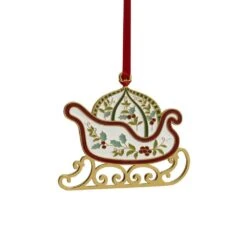 Winterberry® Gold Plated Enamel Sleigh Christmas Ornament -Home Tableware winterberry gold plated enamel sleigh christmas ornament 5308887 5