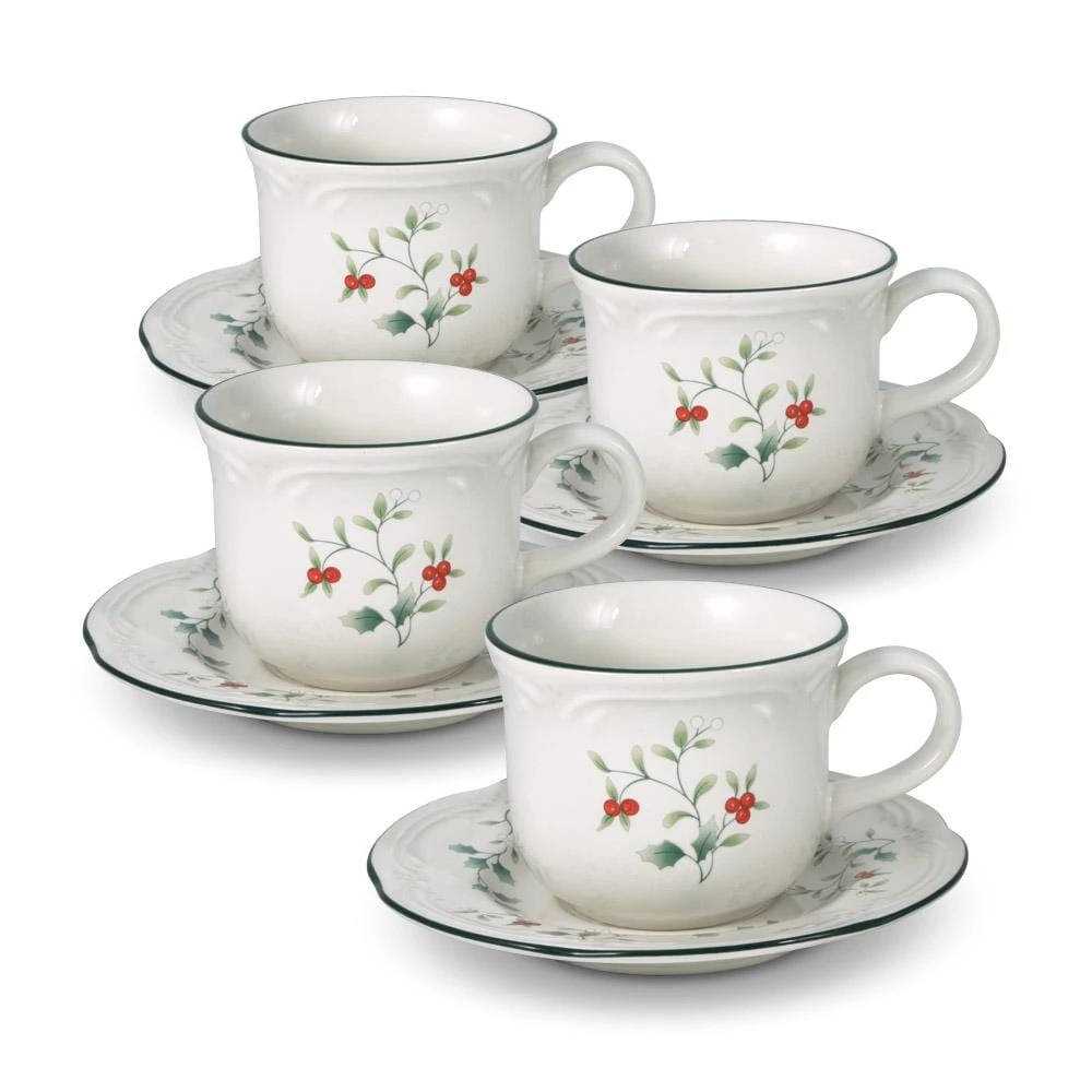 Winterberry® Set Of 4 Cups And Saucers 2 Winterberry® Set Of 4 Cups And Saucers